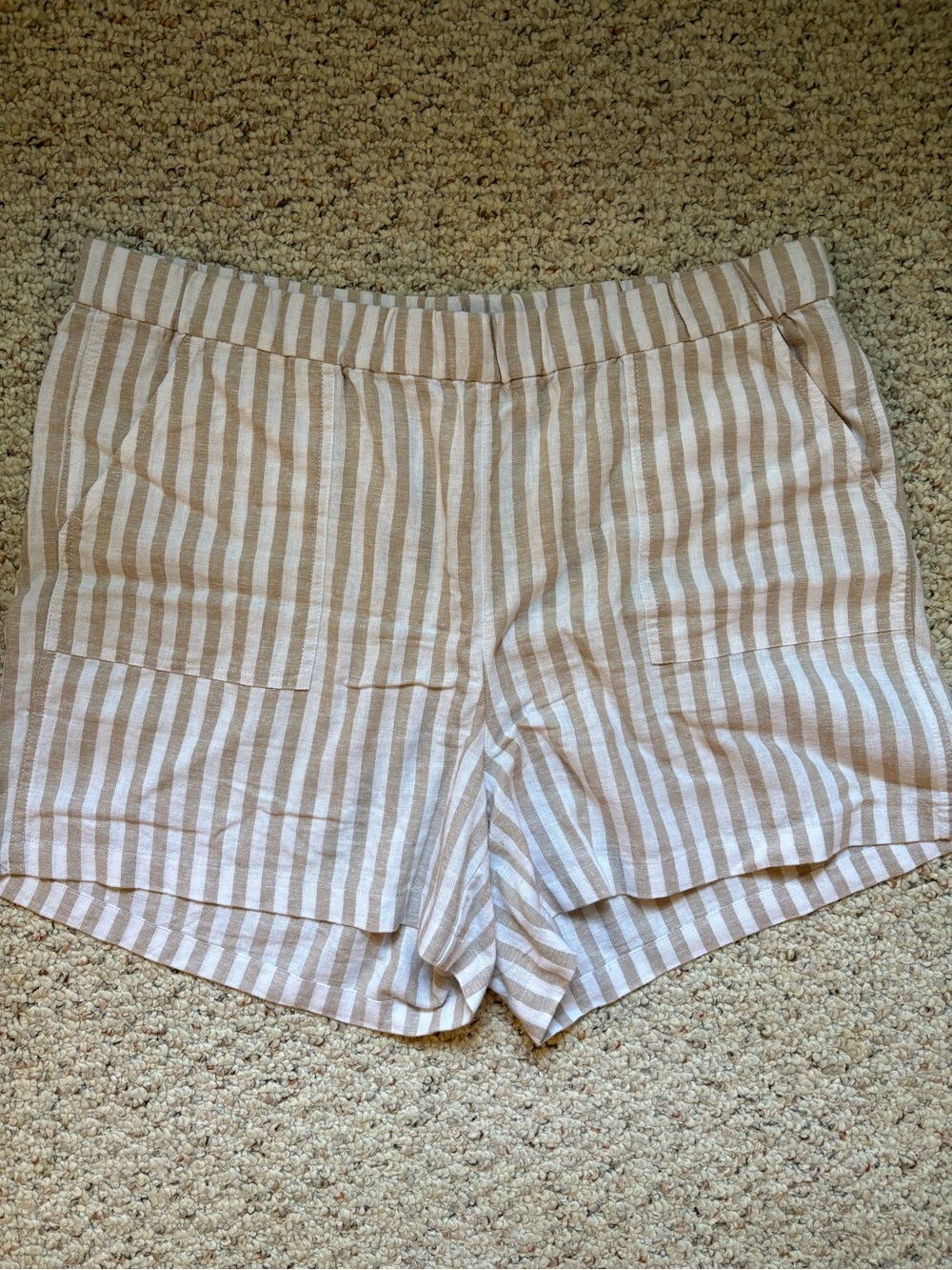 Striped Beige and White Women’s Summer Shorts